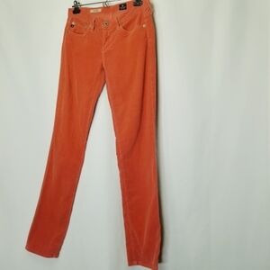 AG Adriano Goldschmied Stevie Slim Straight Corduroy Cropped‎ 26 R Burnt Orange
